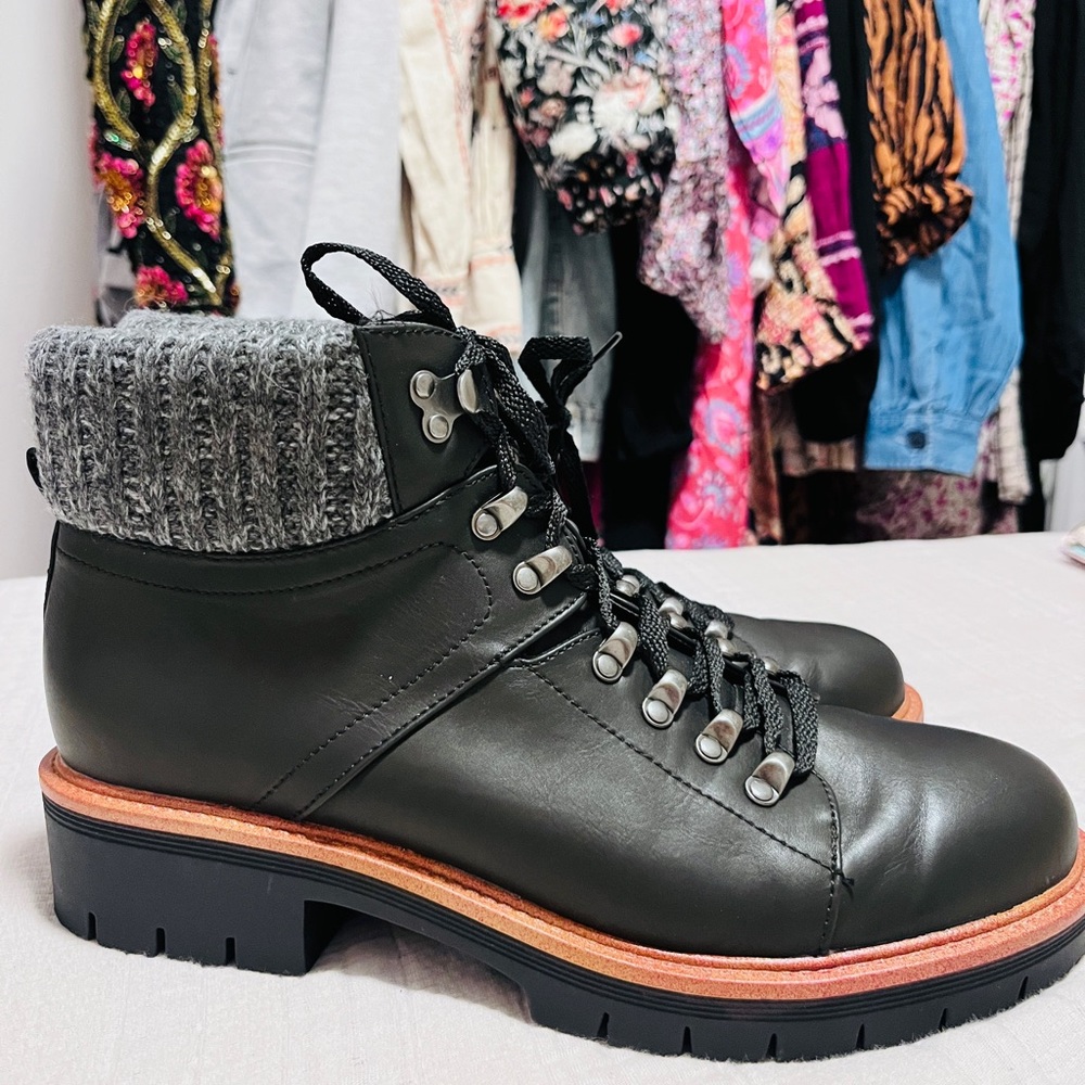 MIA Black Combat Boots with Sweater Cuff